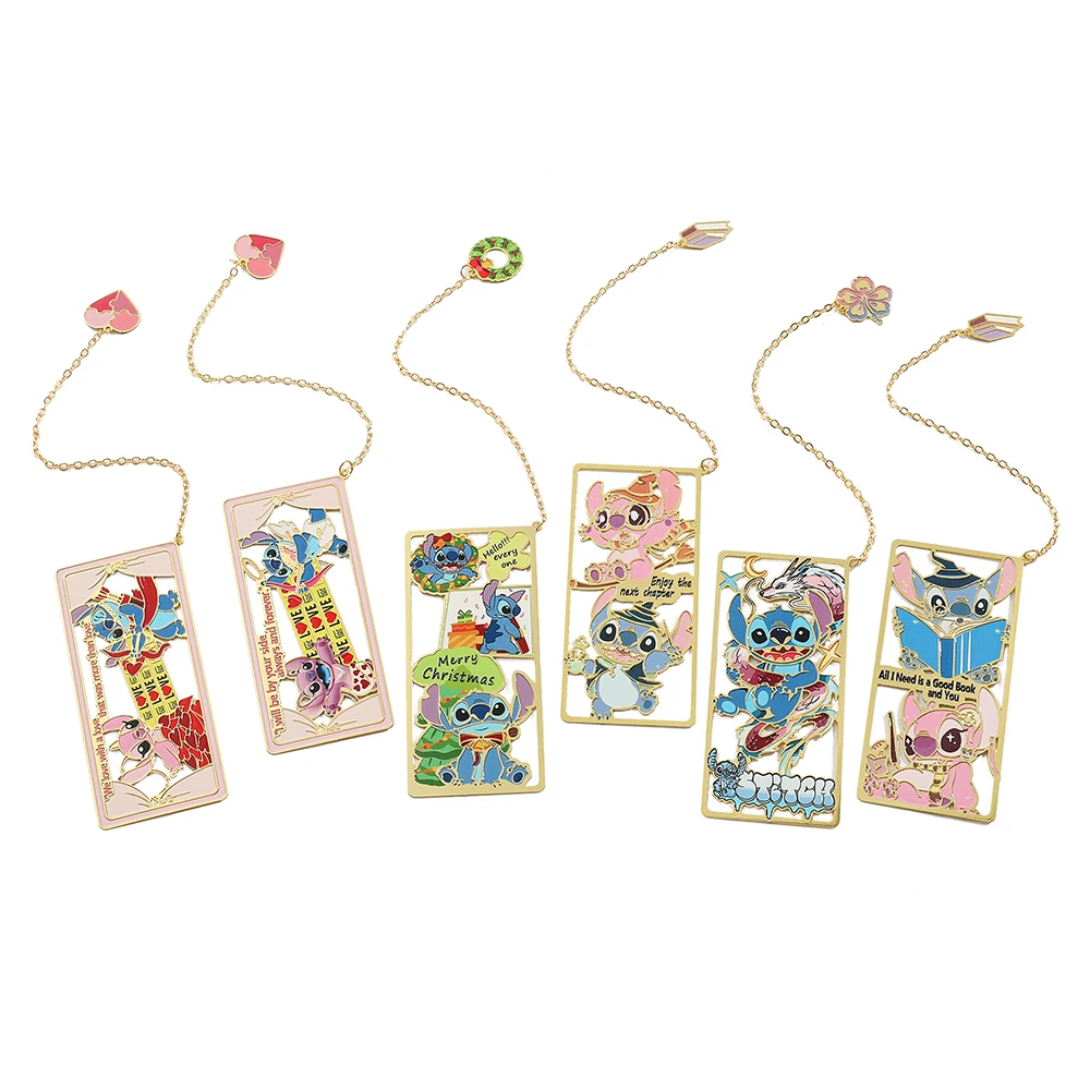 New Disney Stitch and Angel Creative Metal Bookmark with Tassel Reading Supplies Fans Christmas Birthday Back To School Gifts