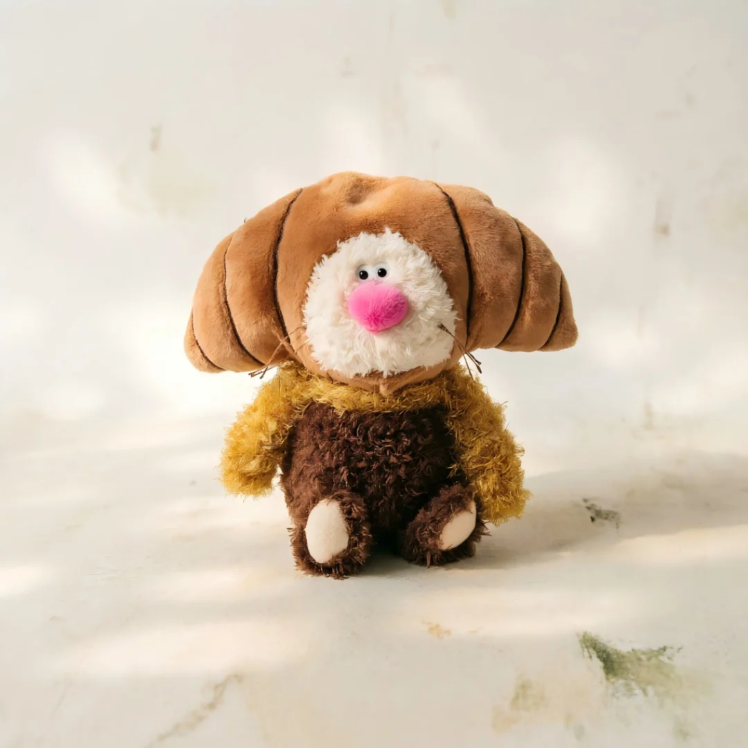 

20CM Cute Bakery Cat Plush Doll Wearing Croissant Hat Soft Stuffed Toy For Children Gift Fans Collection Room Decoration