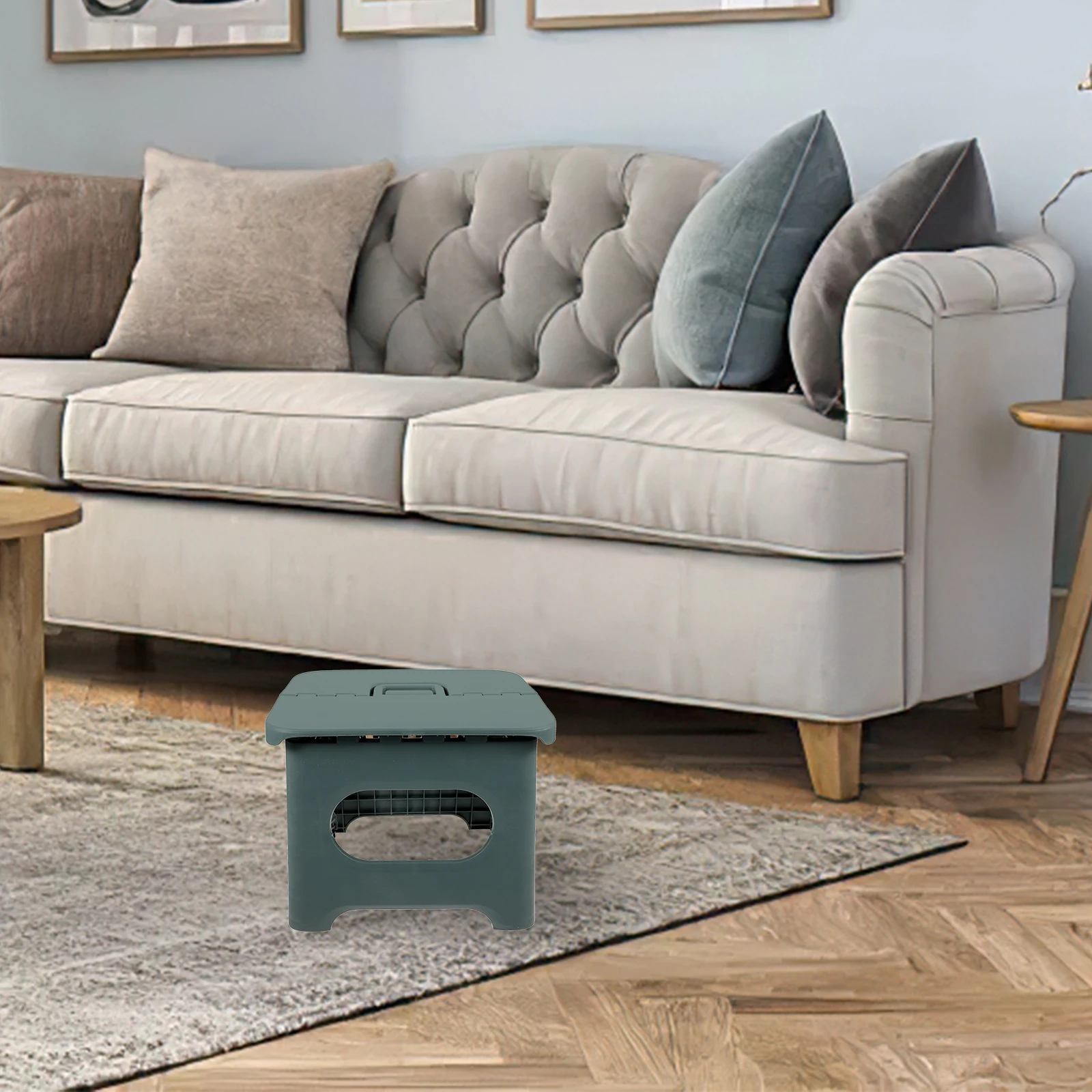 

Portable Foldable Stool PP Material Space-saving Lightweight Bathroom Home Travel Sturdy Round Chamfers Safe Practical