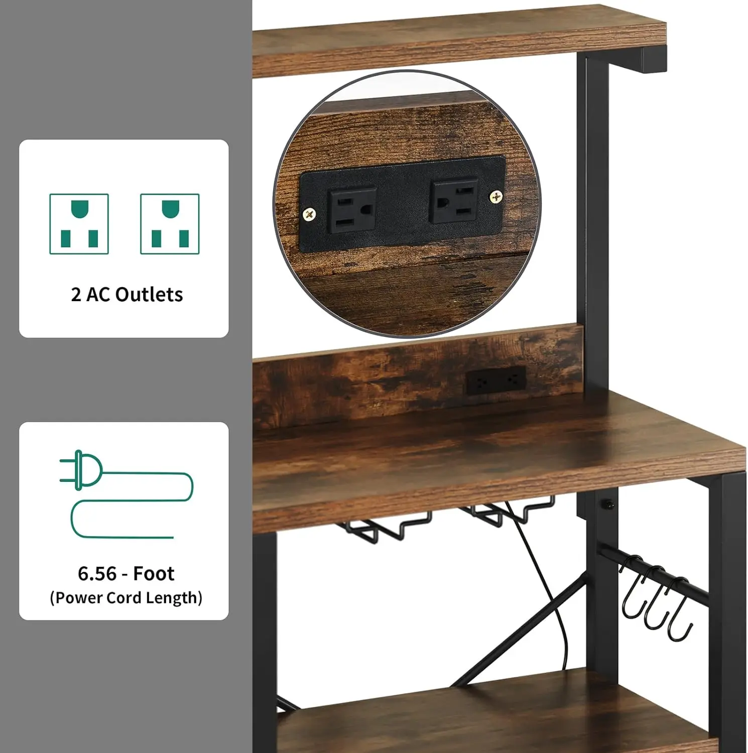 Imagem -05 - Cremalheira do Armazenamento com Luz Conduzida para Padeiros Micro-ondas Cremalheira do Armazenamento com Tomada Elétrica para o Licor para a Barra de Café