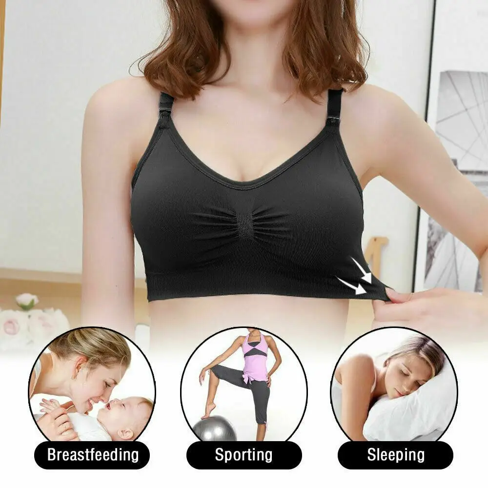 No Steel Ring Maternity Nursing Bras Sports Pad Anti-Sagging Breastfeeding Bra Front Buckle Breathable Fabric Pregnant Underwear