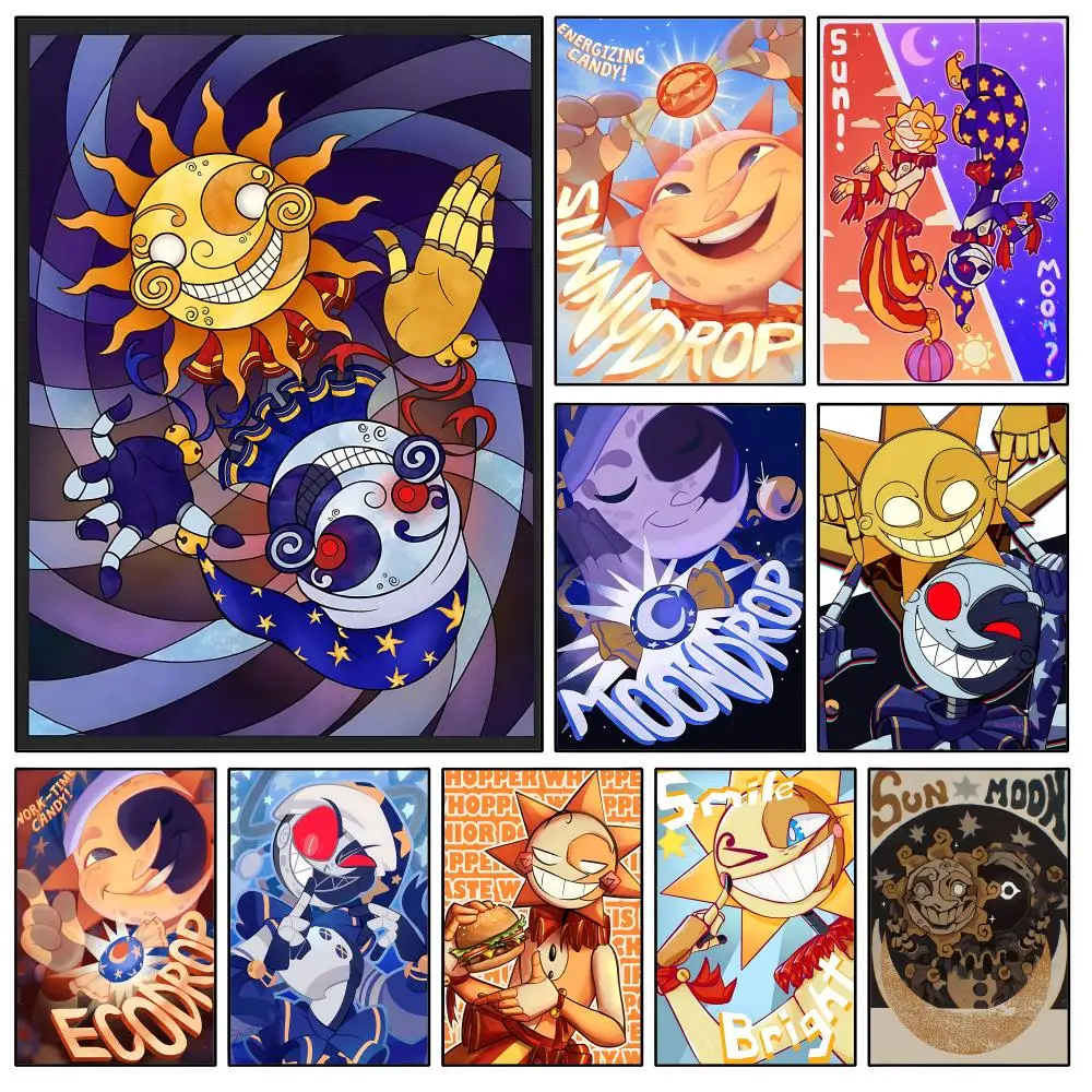 Character S-Sundrop M-Moondrop FNAF Poster Waterproof HD Modern Peel And Stick Wall Decor Bedroom Living Room Dorm Office