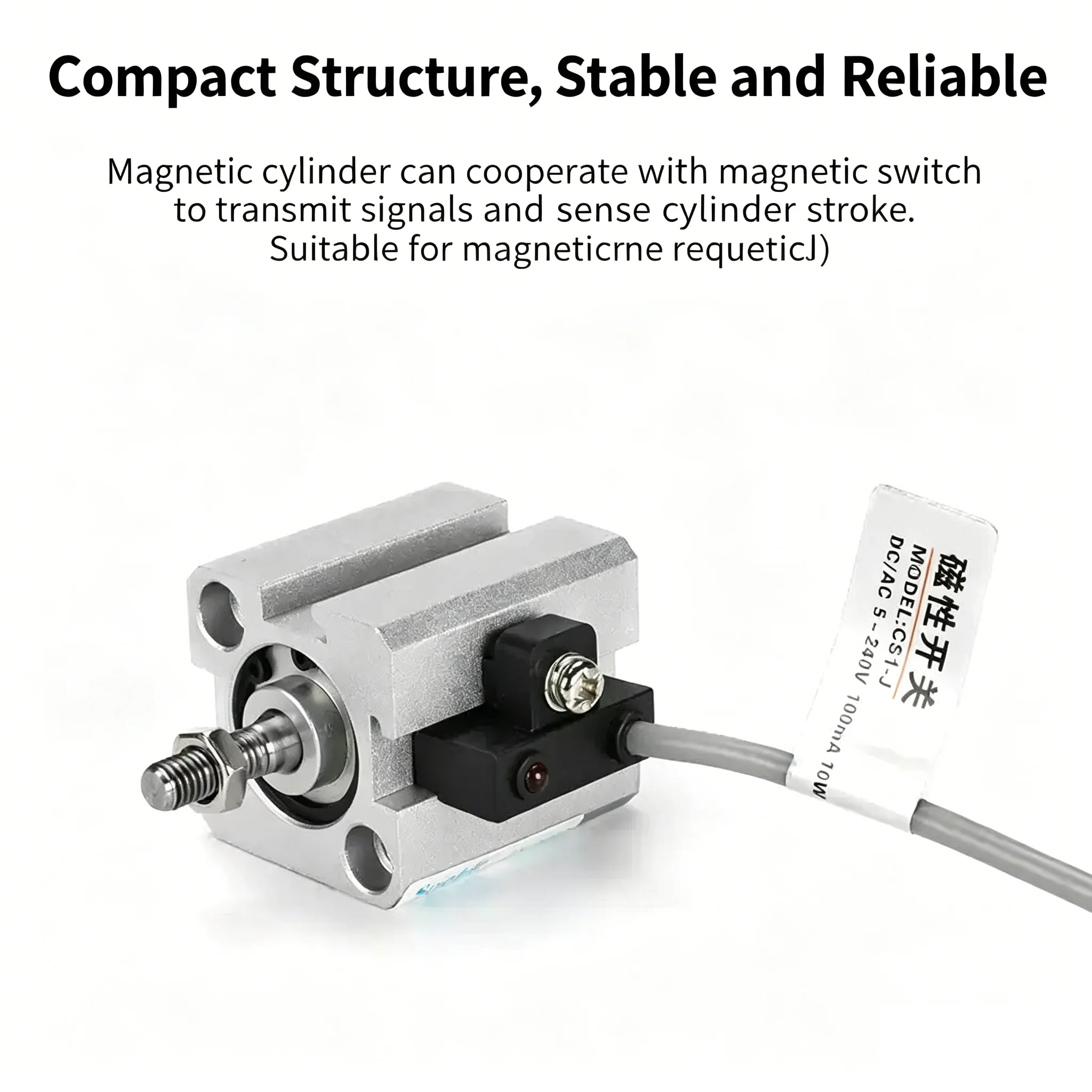 SDA-B SDA20 SDA25 SDA32 SDA40 SDA50 SDA63 Compact Cylinder Stroke 5/10/20/25/30 Double Acting Air Pneumatic Piston Cylinder