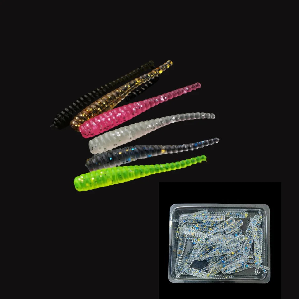 MUKUN  New Soft Lure 30pcs Silicone Bait 35mm 0.3g Straight Tail Pin Swimbait Wobblers Worm bass Carp Rockfishing Fishing Tackle