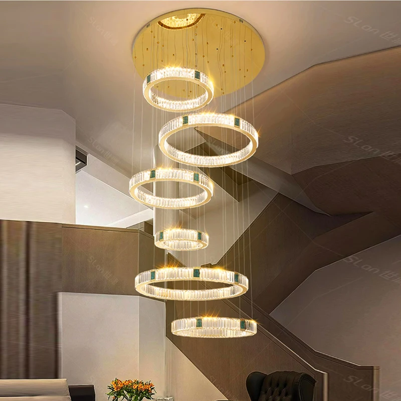 Imagem -03 - Modern Crystal Chandelier For Home Decoration Stair Pendant Lamp Living Room Pendant Lights Iluminação Interior