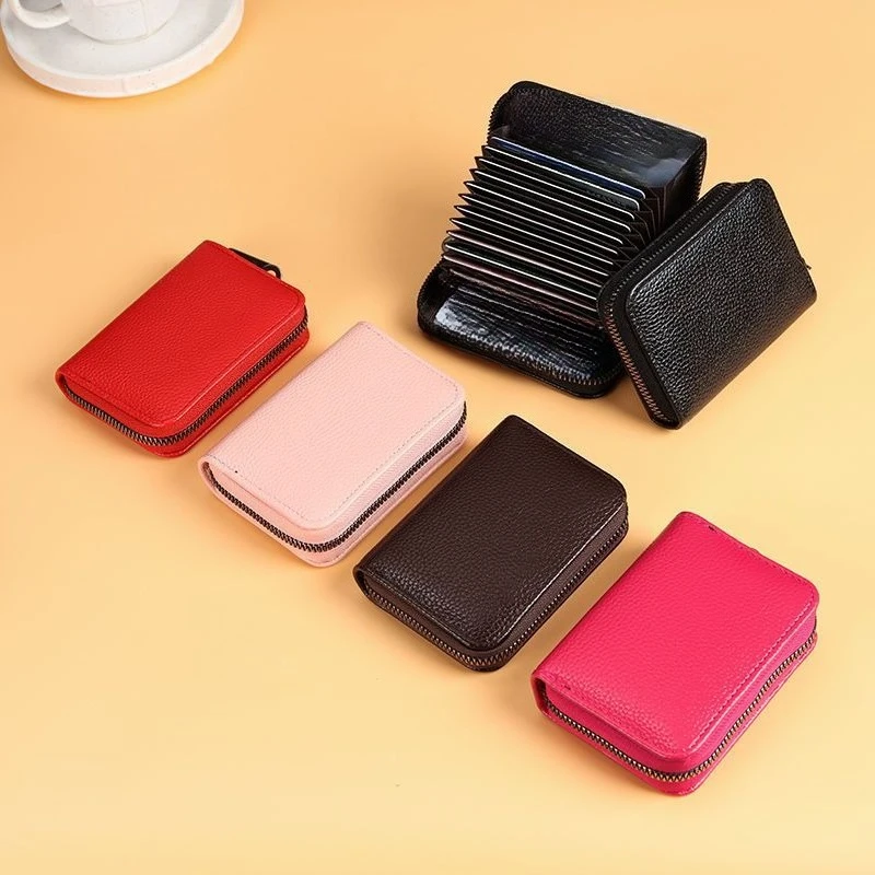 Card bag Women's multi-card space Large capacity anti-bank card cover Driving ID bag Zipper Ultra-thin change bag