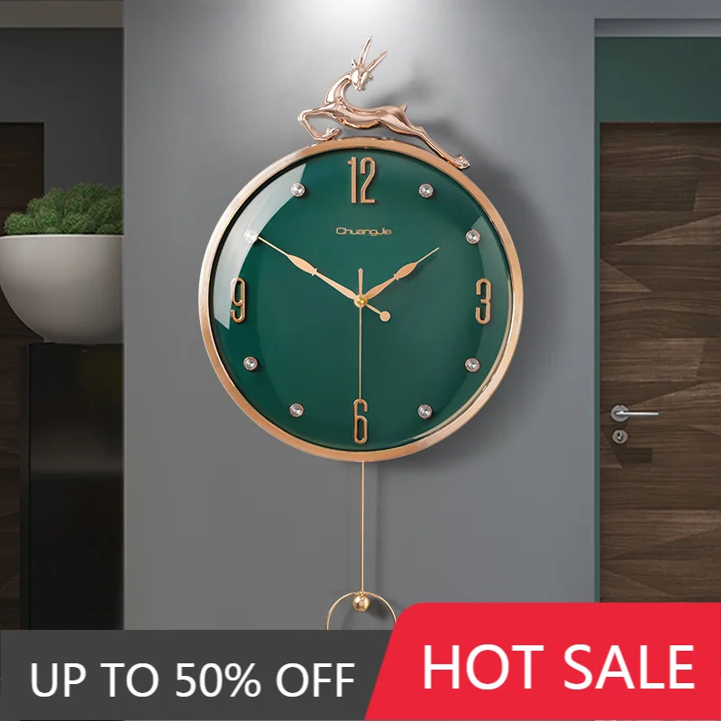 13 Inch Auspicious Deer Wall Clock Nordic Brief Design Living Room Decoration Kitchen Mute Clocks Art Wall Watch Home Decor NEW