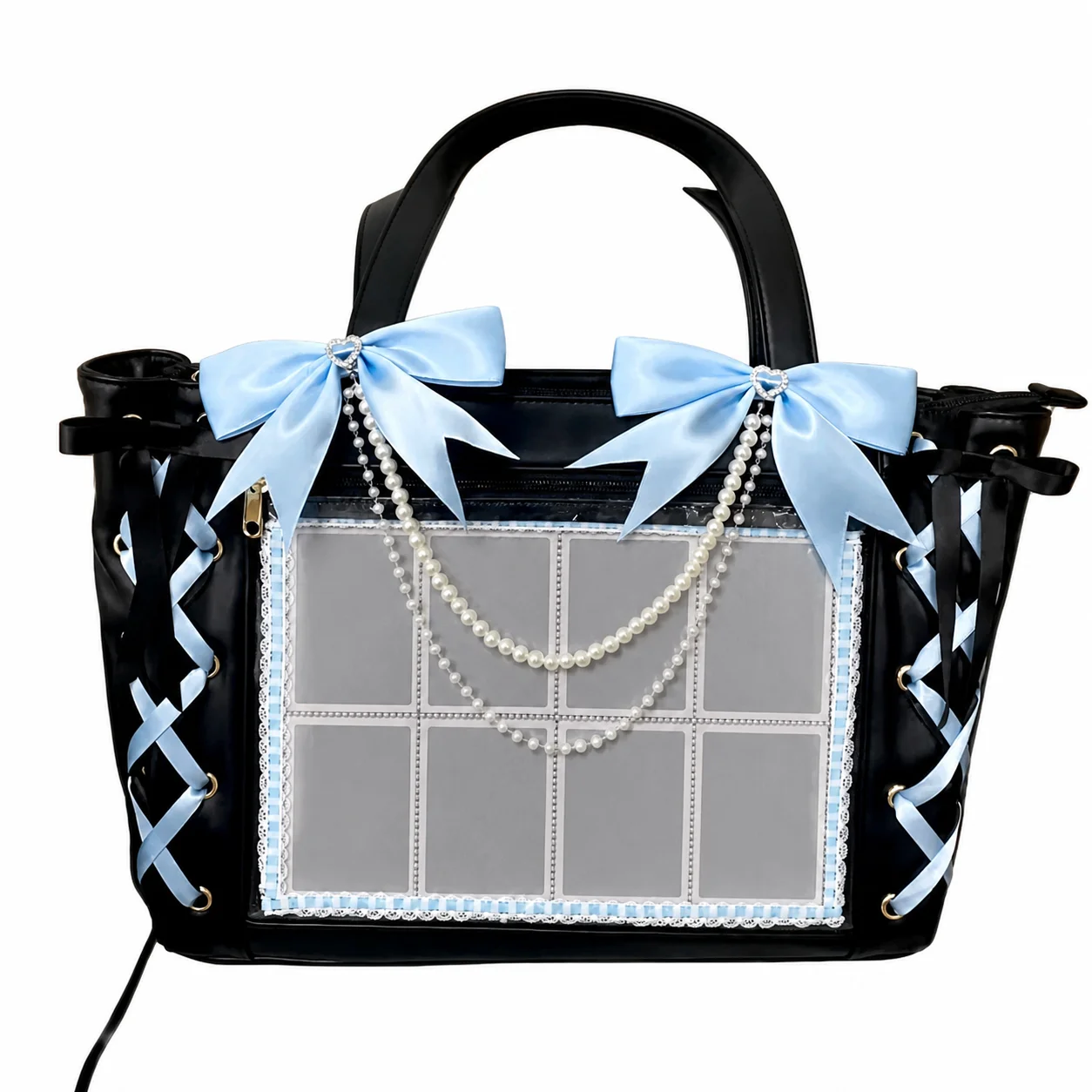 Large Capacity Tote Bag Transparent Hand Carry Bag Shoulder Handbag Lace Up Collectible Display Bag For Power Bank Storage Daily