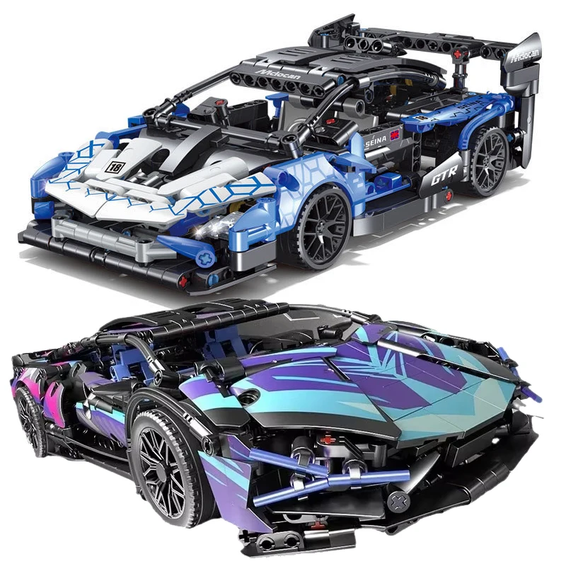 MOC Technical Mechanical Supercar Racing 1314pcs Building Block Assembled Toy Car Boys and Girls Children's Puzzle Holiday Gifts