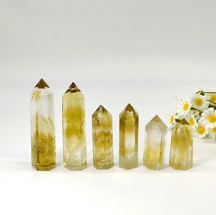 

Natural Citrine Crystal Point Wand, 2.8-3.1 Inch Hexagonal Healing Stone for Chakra Balancing, Meditation & Energy Work, Polishe