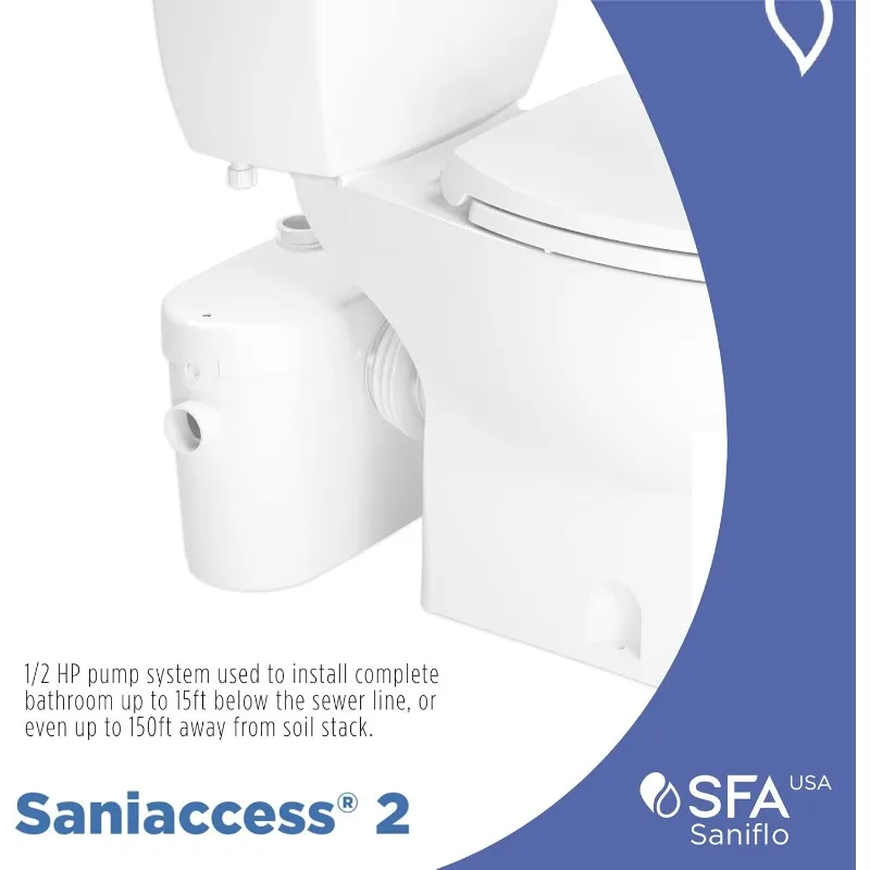 Saniaccess 2   Toilet Bowl Round + Toilet Tank Bundle - Residential  White US(Origin)