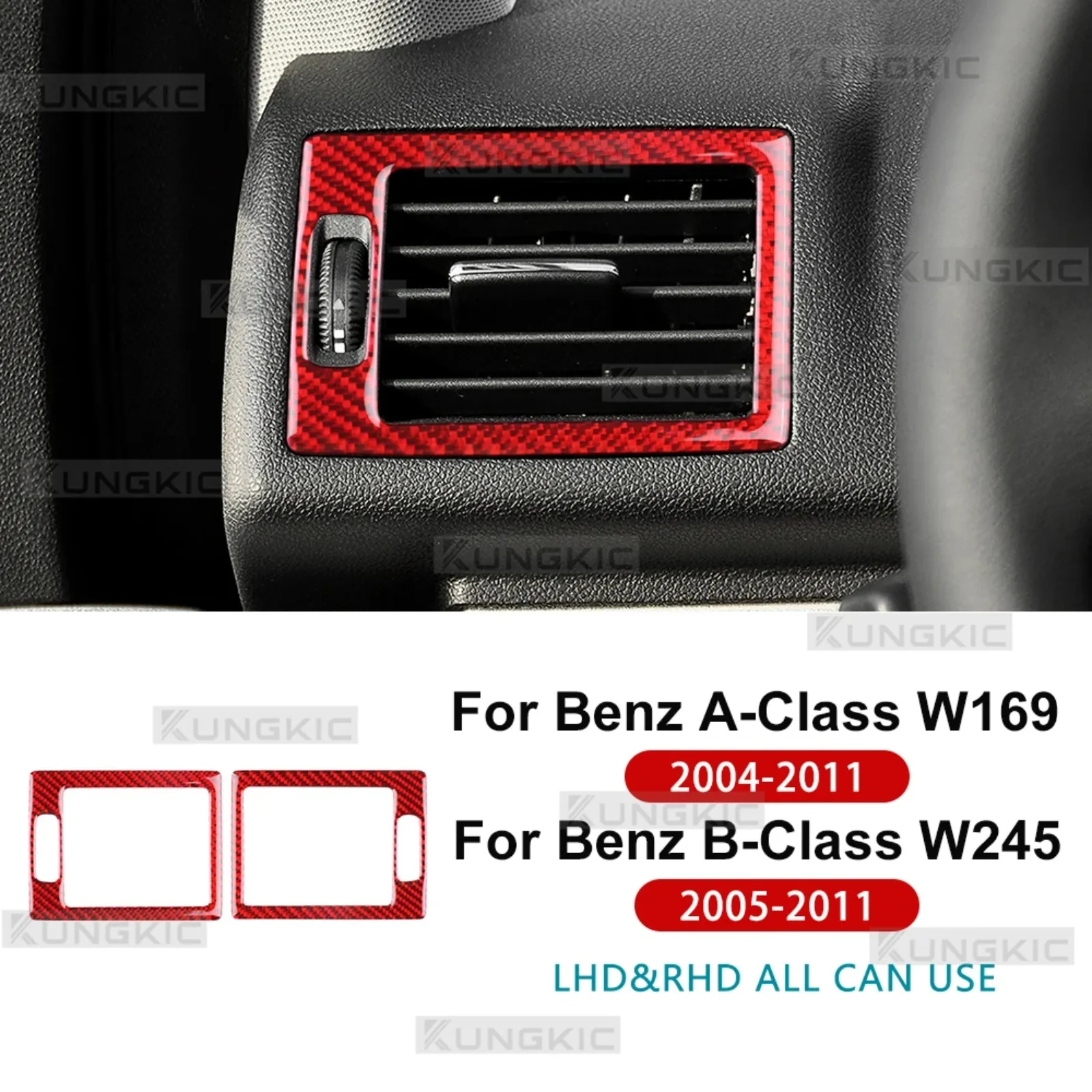 For Mercedes A Class W169 2004-2011 B Class W245 2005-2011 Carbon Fiber Dual Side Vent Frame Anti Scratch Interior Accessories