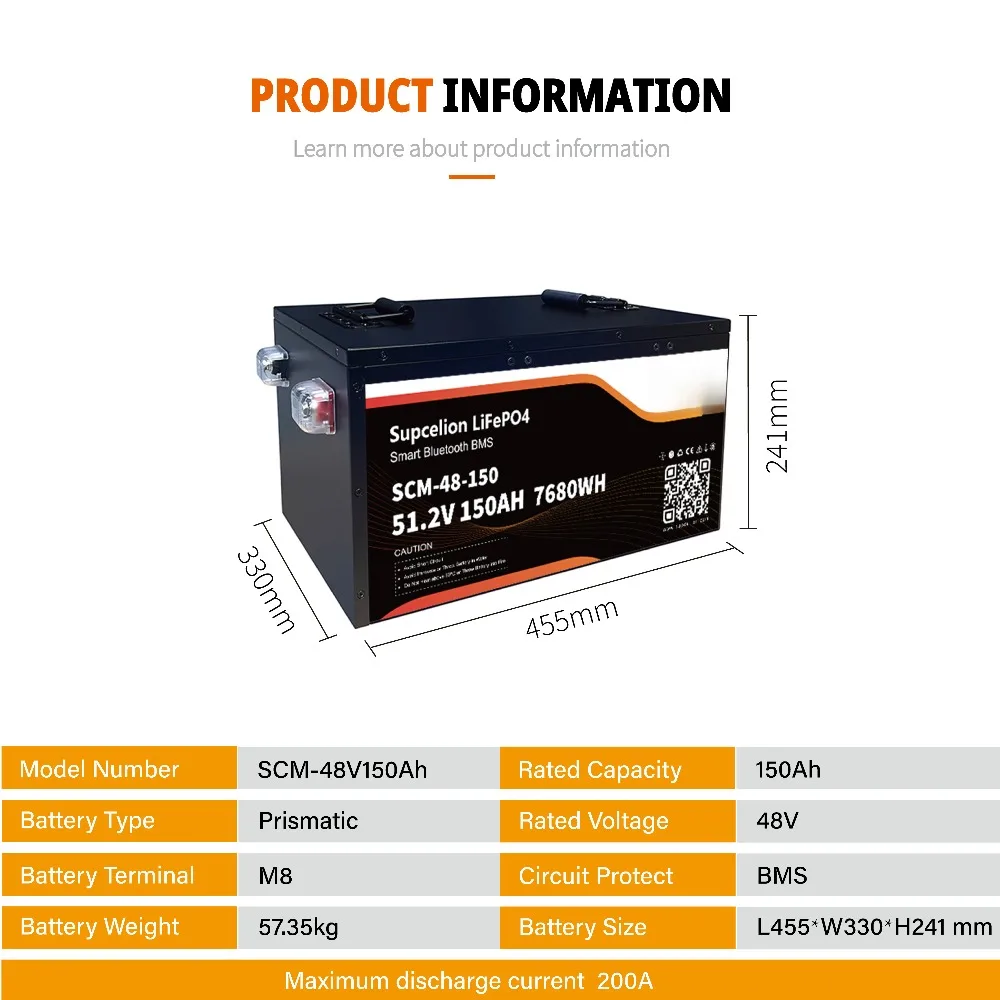 

Wholesale Support 51.2 v150ah Solar Lithium Battery Golf Cart Boat Fishing Tackle Home Energy 5 Years Warranty 4000 Cycles