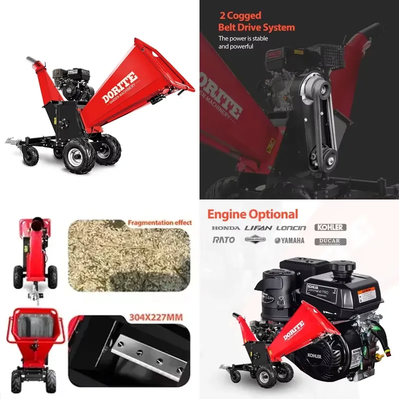 2026CE K-MAXPOWER Trailer Mounted DR-GS-350PRO 15HP Large Engine Tree Shredder Wood Chipper Shredder Garden Wood