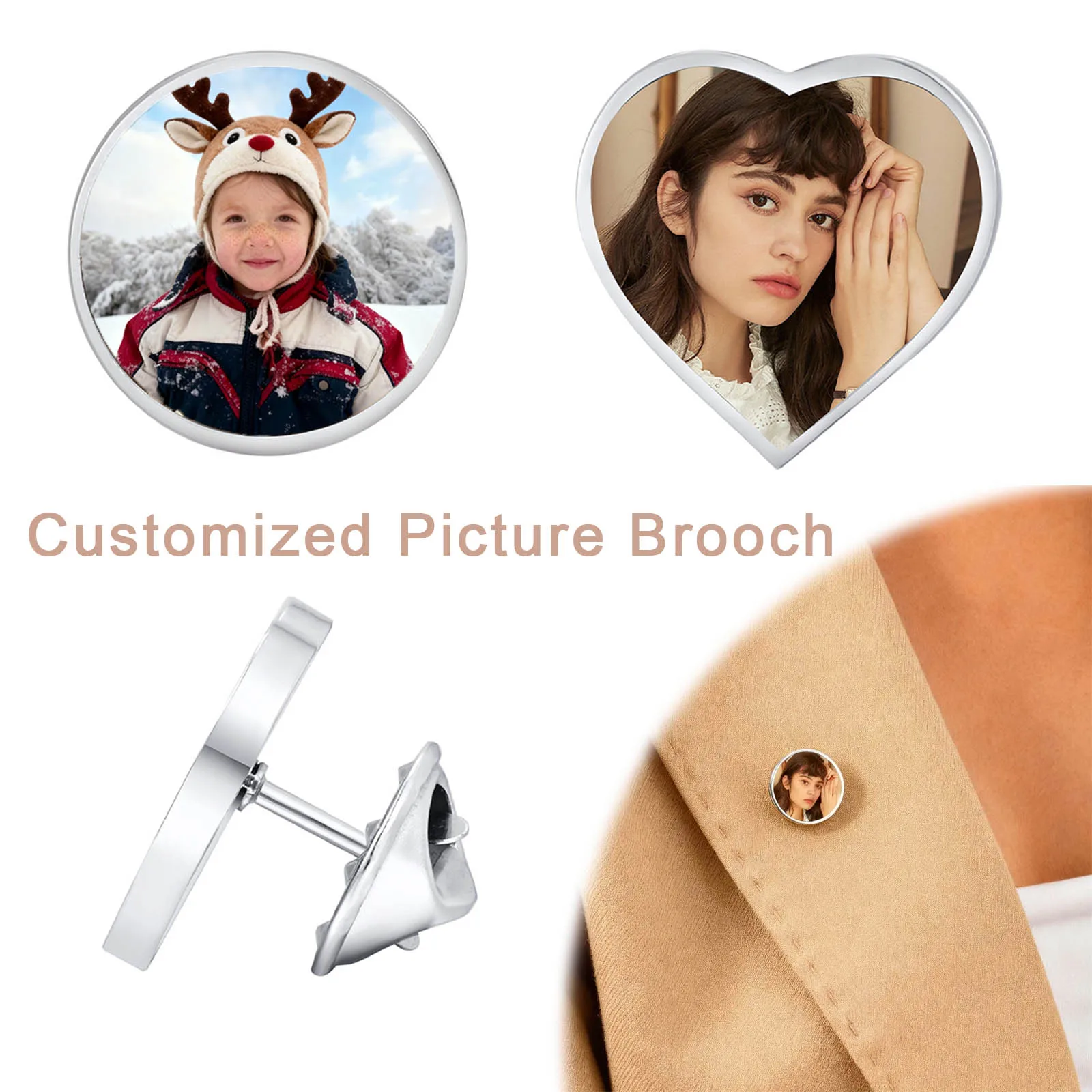 

Custom Lapel Pin for Men Women Circular Heart-shaped Color Picture Charm Logo Name Trading Pins Shirt Clip Gift 0.71*0.1inch New