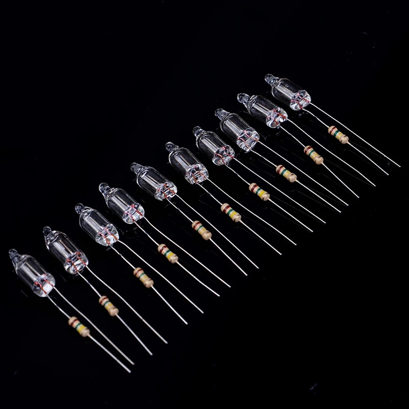 20pcs Neon Indicator Lamps With Resistance Connected To  220V 6*16 mm Neon Glow Lamp Mains Indicator