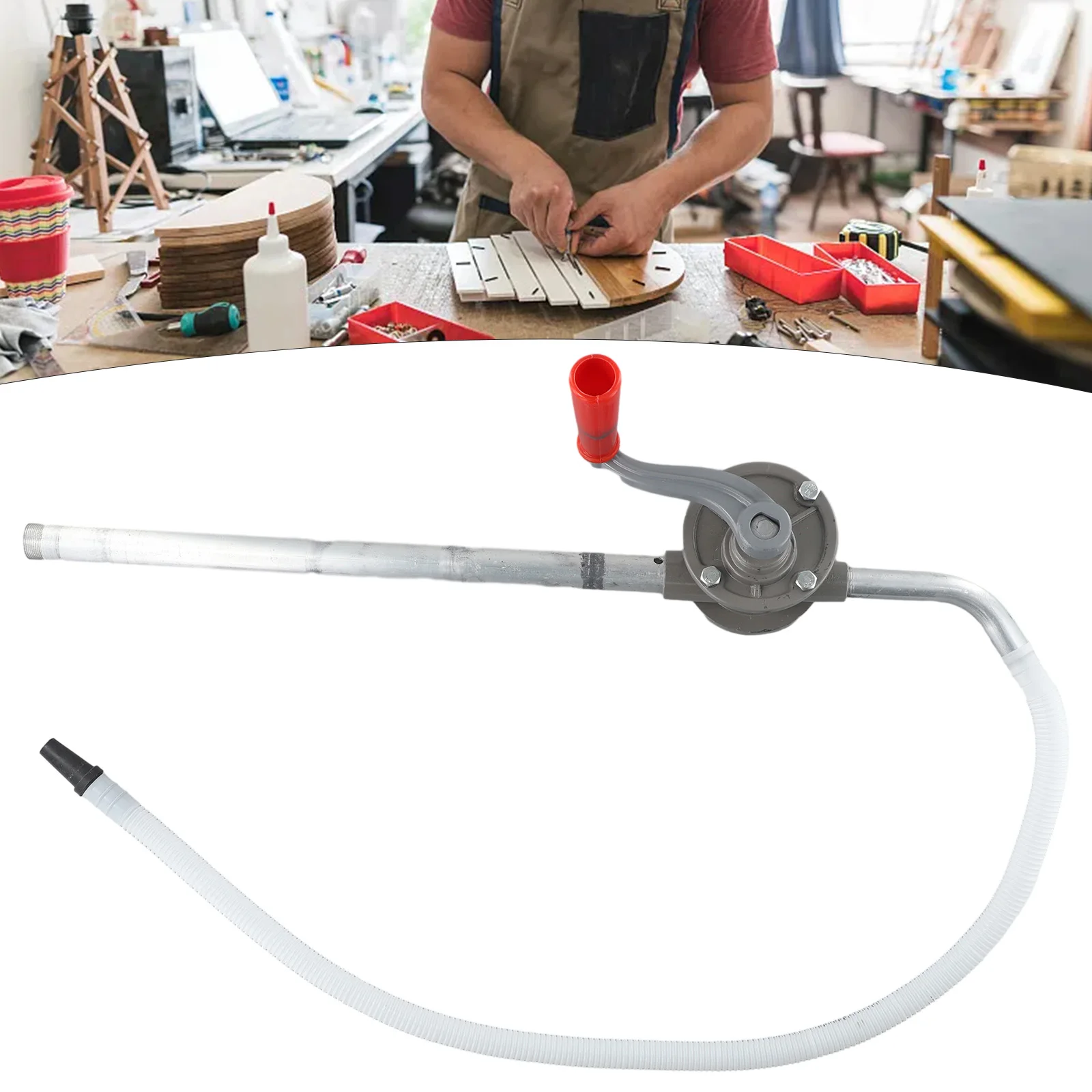 Aluminum Hand Crank Pump For Oil Transfer Diesel Hydraulic Fluid Manual Rotary Pump With Adjustable Suction Tube 15L/min Flow
