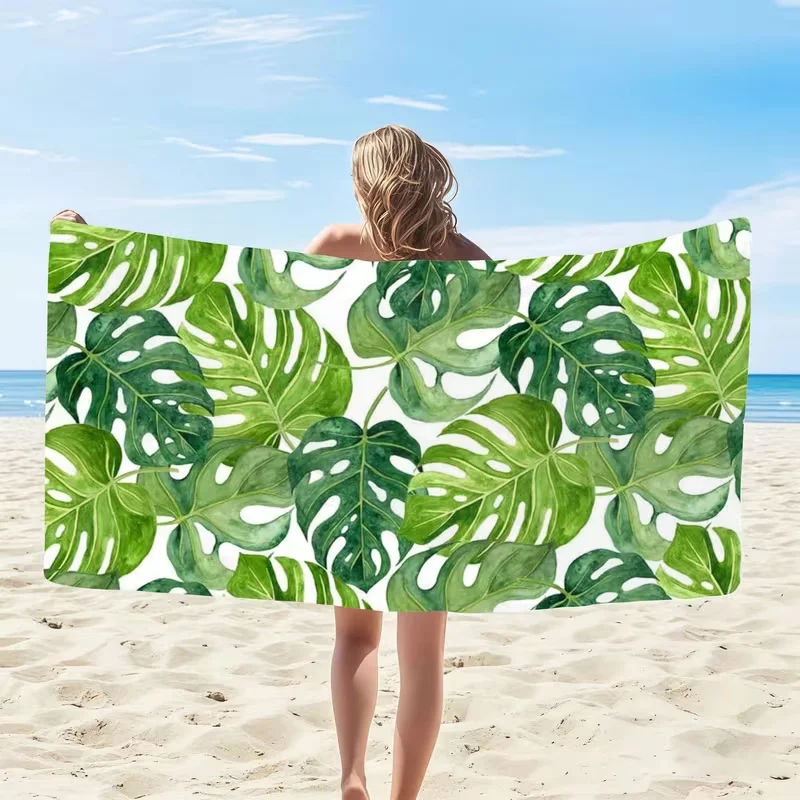 Elegant White Yellow Hibiscus Plumeria Beach Towel Tropical Fresh Floral Towel for Beach Lounger Pool Travel Decor