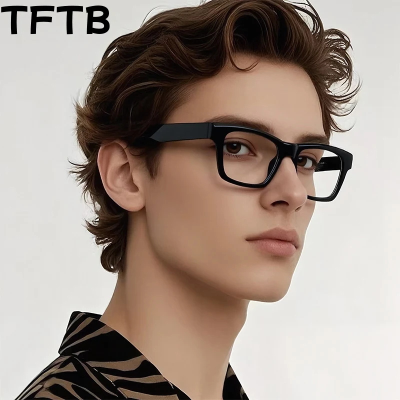 

TFTB Fashion Retro Square Big Size Men's Eyeglasses Frame Trendy High-quality TR90 Blue Light Blocking Glasses For Women LS053