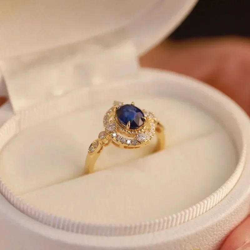 Dazzling vintage Unique Luxury Blue Gemstone rings for women Exquisite Stacking Style Beautiful engagement ring fine Jewelry