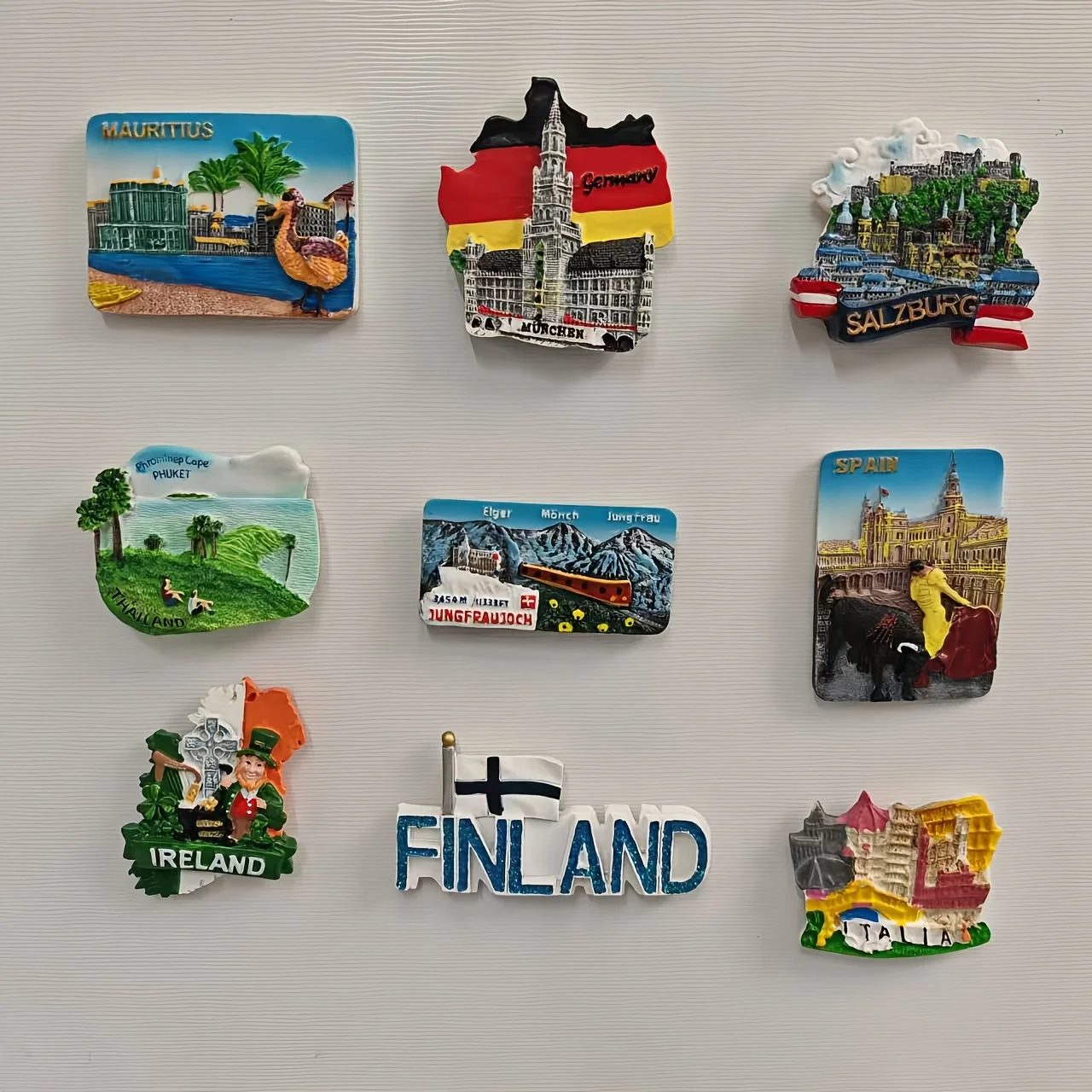 1pc Handmade 3d resin art fridge magnets,Train Thailand  Phuket Munich Germany Salzburg Ireland Italian Spanish bullfight Finlan