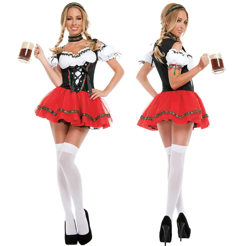 Bavarische Traditie Bier Meisje Dirndl Jurk Duitsland Oktoberfest Sexy Bier Wench Cosplay Kostuums Carnaval Halloween Feestjurk