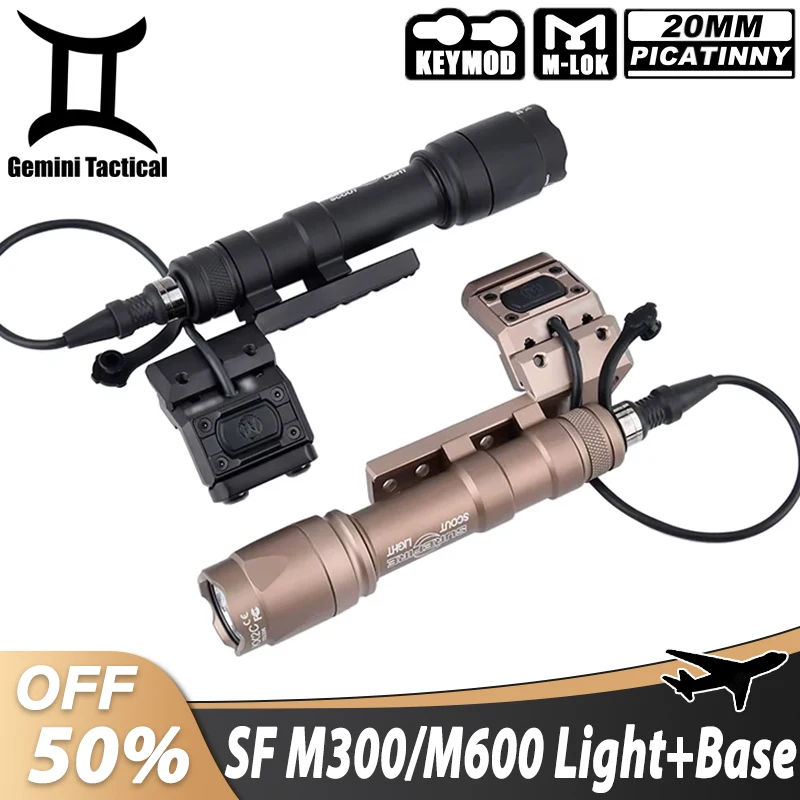 

Tactical SF M600C M300A Flashlight White LED Hunting Scout Light 45° Offset Base With ModButton Switch Airsoft Weapon Accessory