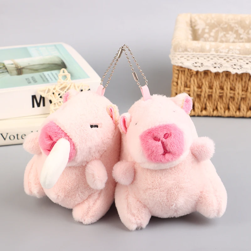 Cute Capybara Keychain Plush Doll Toys Pendant Wagging Tail Water Guinea Pig Keyring Stuffed Backpack Charms Car Bag Decor Gifts