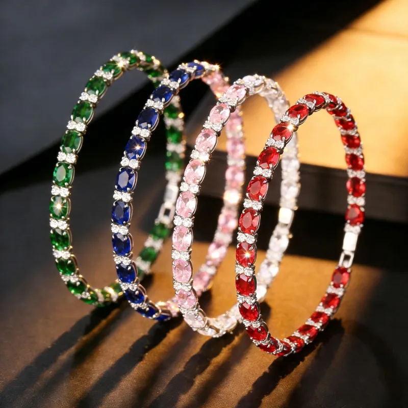 European and American cross-border zircon bracelet light luxury high-end women's single row full of diamonds tennis