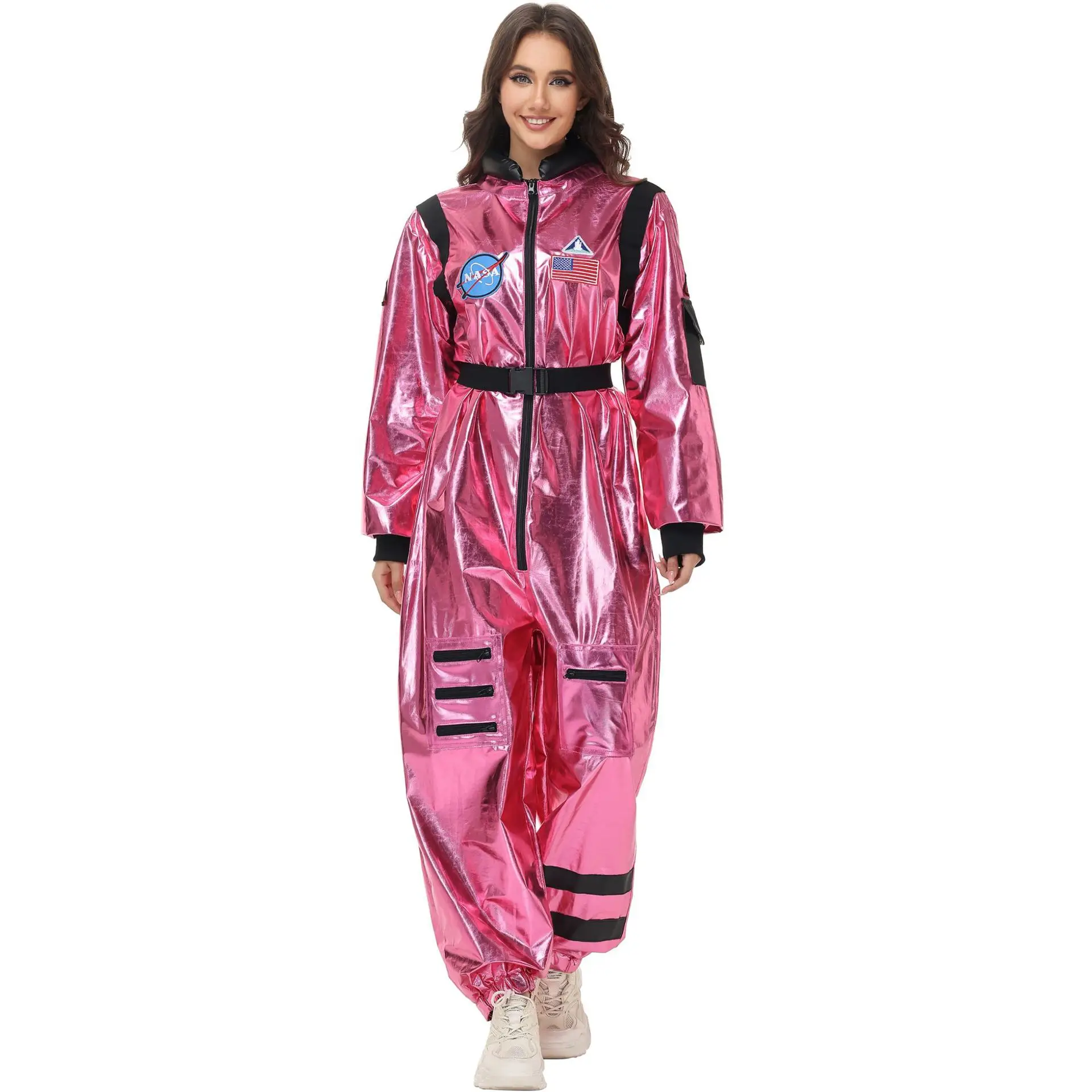 Volwassen zilveren astronaut kostuum mannen vrouwen ruimtevaarder pak ruimte jumpsuit halloween cosplay party dress up