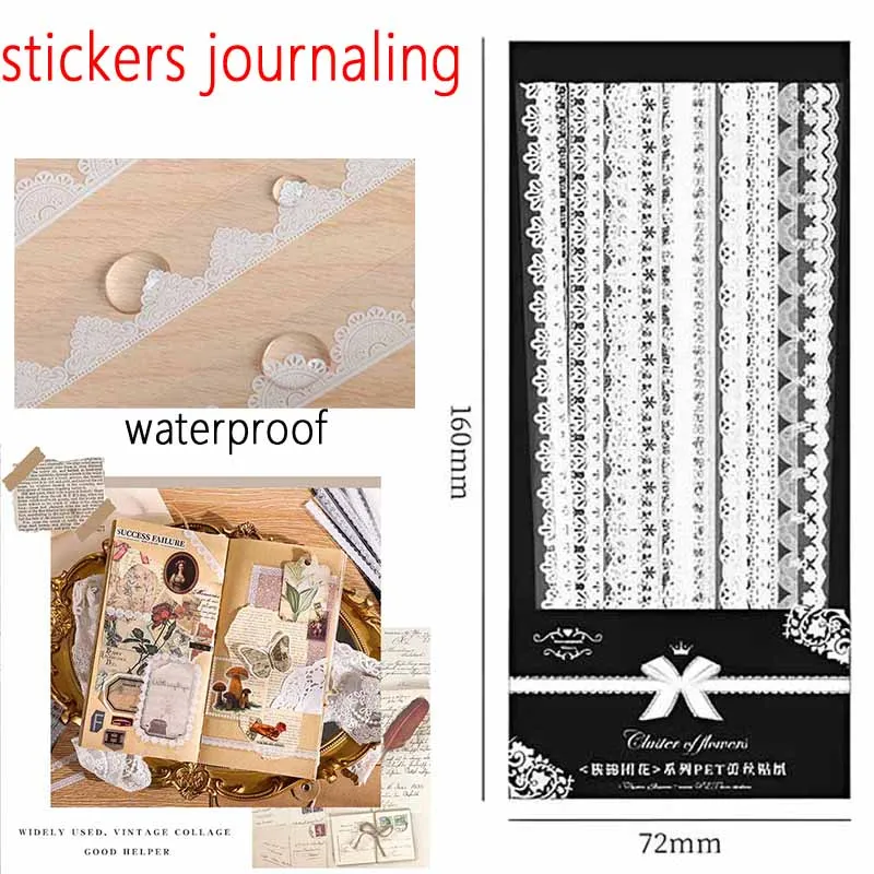 

30PCS vintage White Lace Sticker DIY stickers journaling material Scrapbooking stickers Craft Lace Stickers waterproof JTTZ04