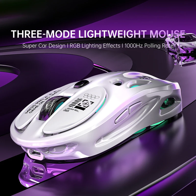 ماوس Xiaomi خفيف الوزن ثلاثي الوضع، ماوس بلوتوث لاسلكي، ماوس ألعاب مضيئة RGB، كمبيوتر لوحي محمول، ماوس عالمي #3