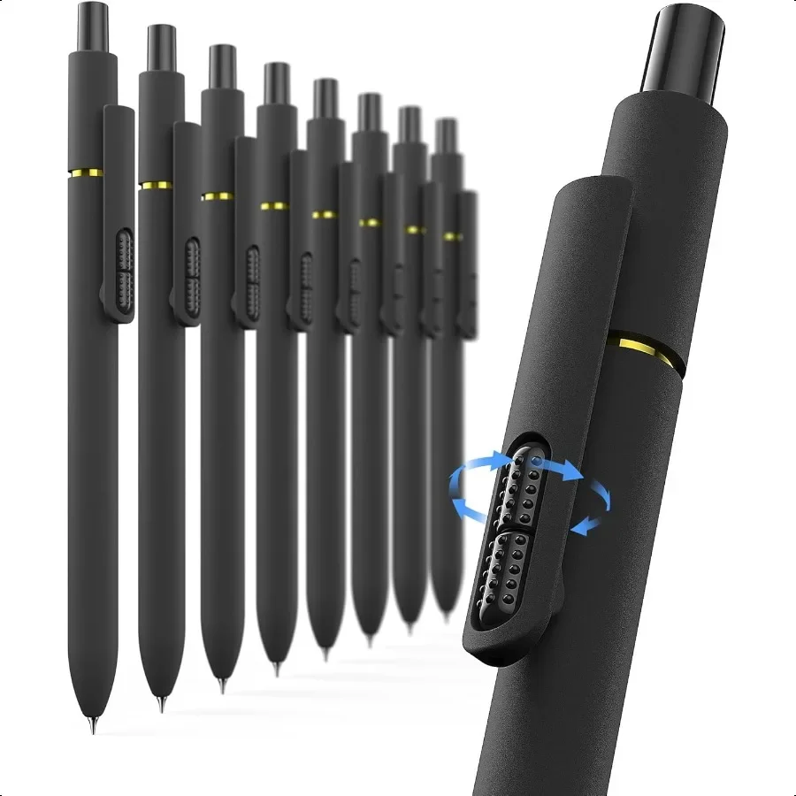 

8 Pcs Gel Pens 0.7mm Fine Point Smooth Writing Black Ink QuickDry Long Lasting Fidge Pens School Office plies for Men Women 8 C