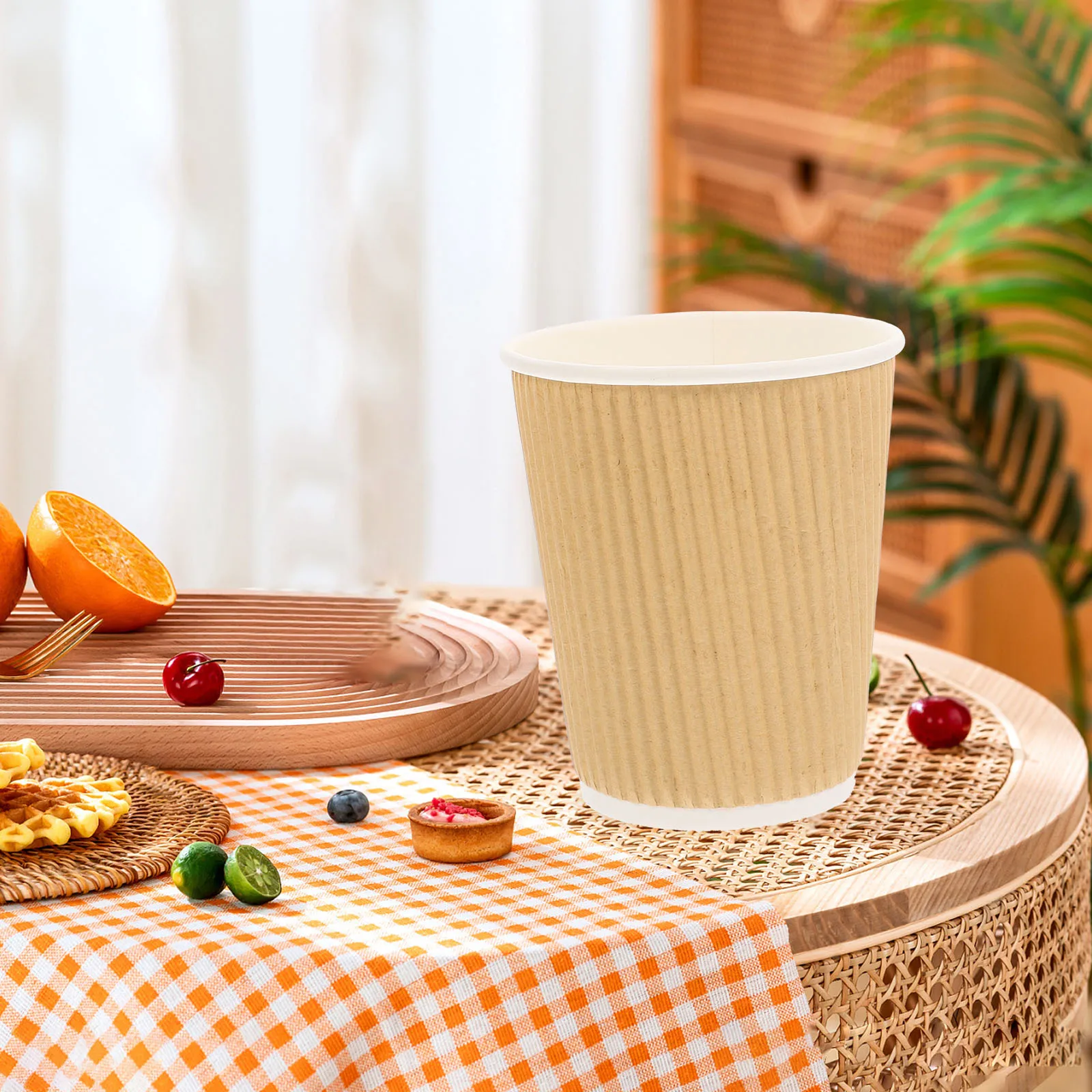 

50 Pcs Cups for Party Double Layer Paper Disposable Beverage Yellow Coffee Travel