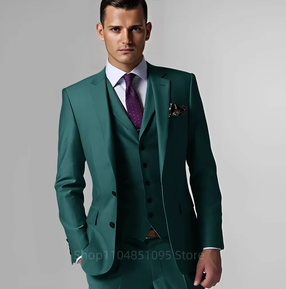 Aliexpress Men's Slim Fit Solid Tuxedo Suit 3-Piece Set Notch Lapel Blazer Vest Pants Groom Wedding Best Man Fashion Banquet Costume Set - Aliexpress Deal