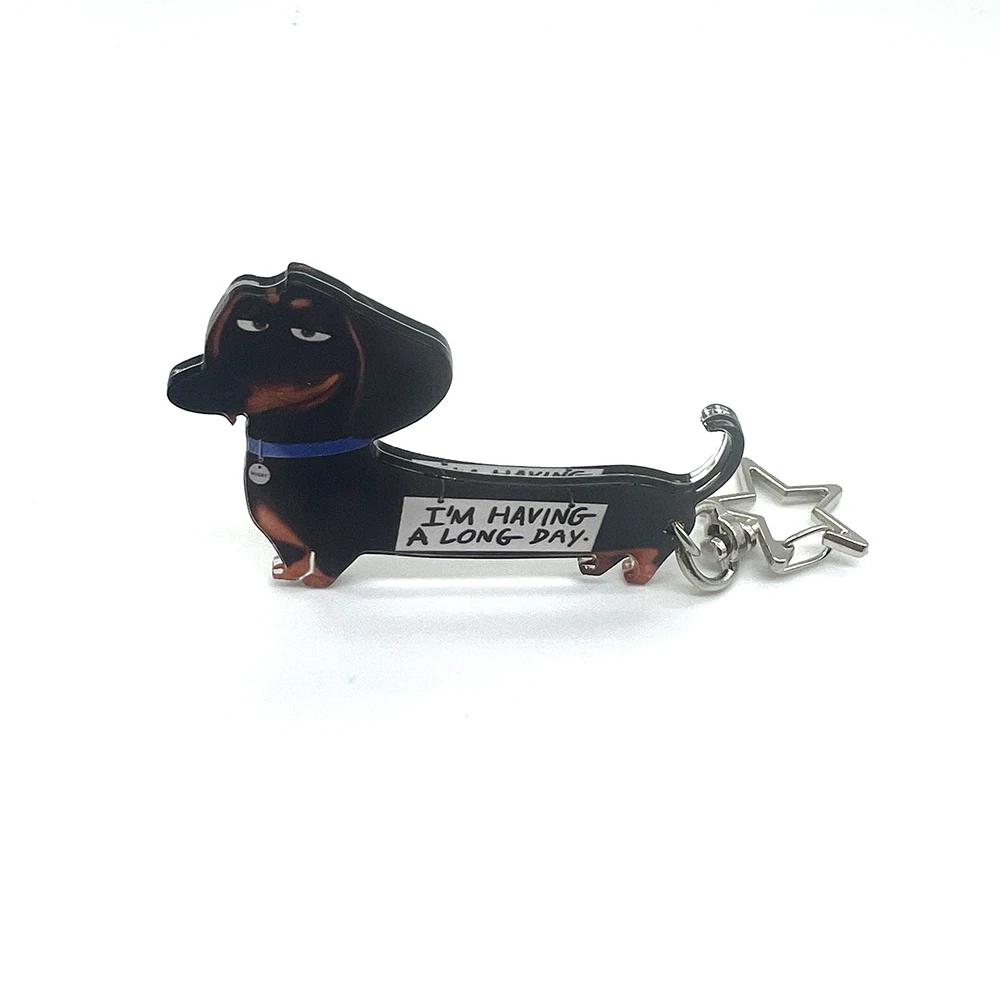 1 pcs interesting dachshund hot dog acrylic keychain 2D 