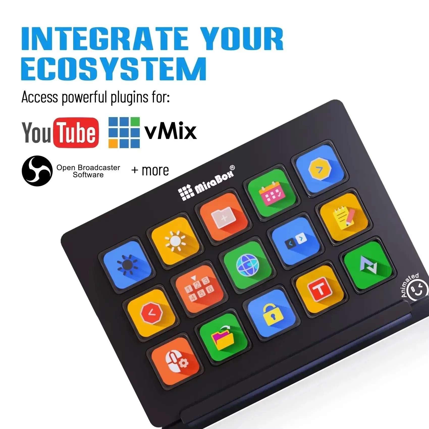 Mirabox HSV293 V3 Visualized Mini Keyboard 15 Keys Custom Live Content Creation Controller for Windows/MacOS