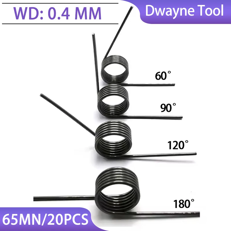 

20PCS 0.4mm Spring Steel Micro Torsion Springs-60°90°120°180° Hairpin Coils for Watch Repair,Electronics&Miniature Model Making