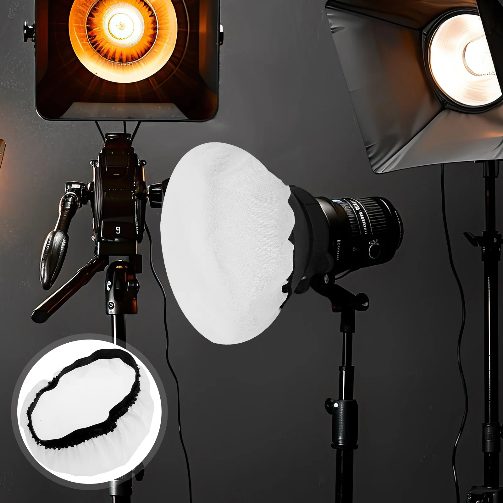 

2pcs Shade Round Lampshade Diffuser Cloth Durable Premium Material Photography Fill Light Soft Light Cloth Cover
