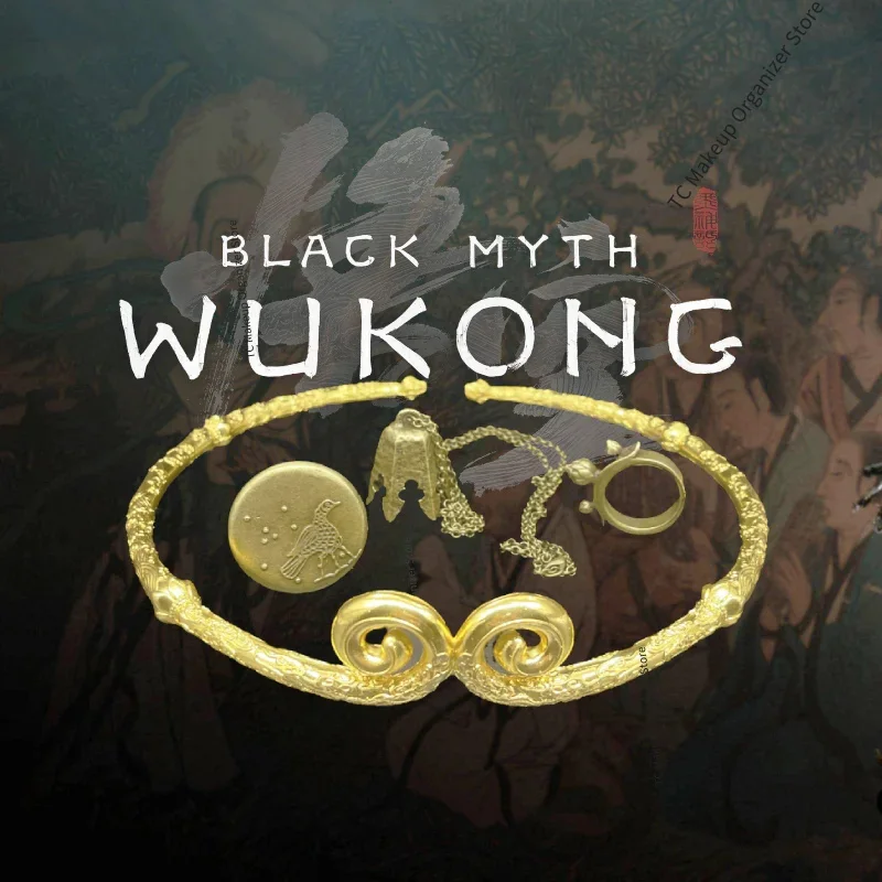 Popular Mythical Game Wukong Collection Edition 4pcs Set Ornament Gold Hoop Ring Necklace Alloy Model Game Fans Souvenirs Gift