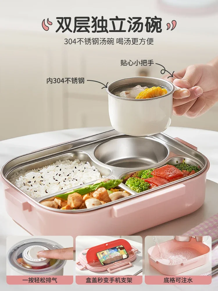 Portapranzo elettrico in acciaio inossidabile per impiegati con isolamento termico e portaprimi per studenti Portapranzo in acciaio inossidabile