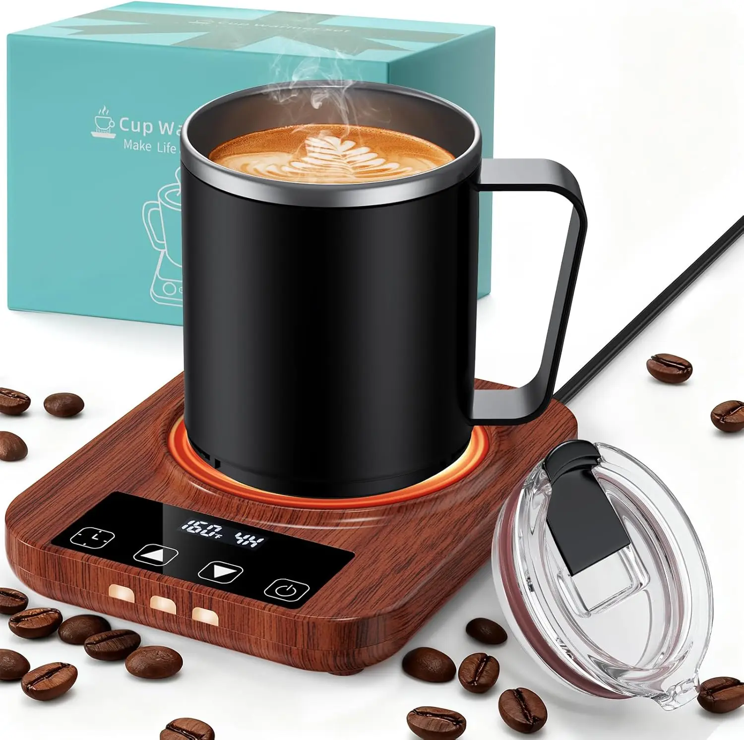 

Coffee Mug Warmer & Mug Set for Desk, 36W Electric Coffee Mug Warmer with 16oz Cup, Smart Coffee Heater with 9 Temp