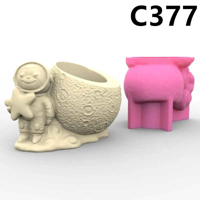 

C374C377 Astronaut Alien Vase Flower Pot Pen Holder Silicone Mold Gypsum form Scented Stone Ornaments Homemade Handicraft