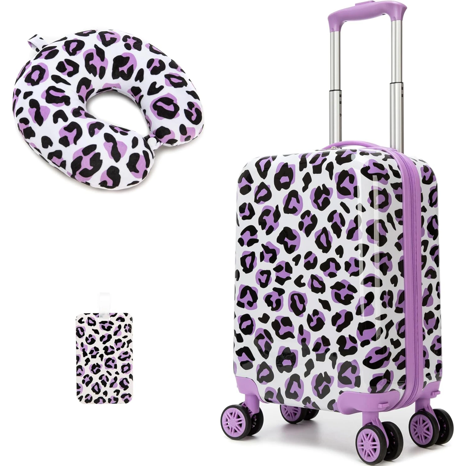 ชุดกระเป๋าเดินทางสำหรับเด็ก ชุดกระเป๋าเดินทาง 2 ชิ้น กระเป๋าเดินทางแบบแข็งขนาด 16 นิ้ว พร้อมล้อหมุน กระเป๋าเดินทางสำหรับเด็กผู้หญิง กระเป๋าเดินทางสำหรับเด็กวัยหัดเดิน ได้รับการรับรองจากสายการบิน