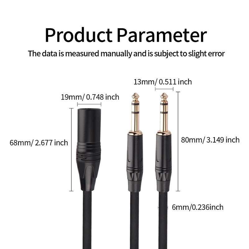 HiFi 6.5mm to XLR Audio Cable Dual 6.35mm TRS Male To 3-Pin XLR Male /Female Audio Y Splitter Cords for Mixer Console AMP