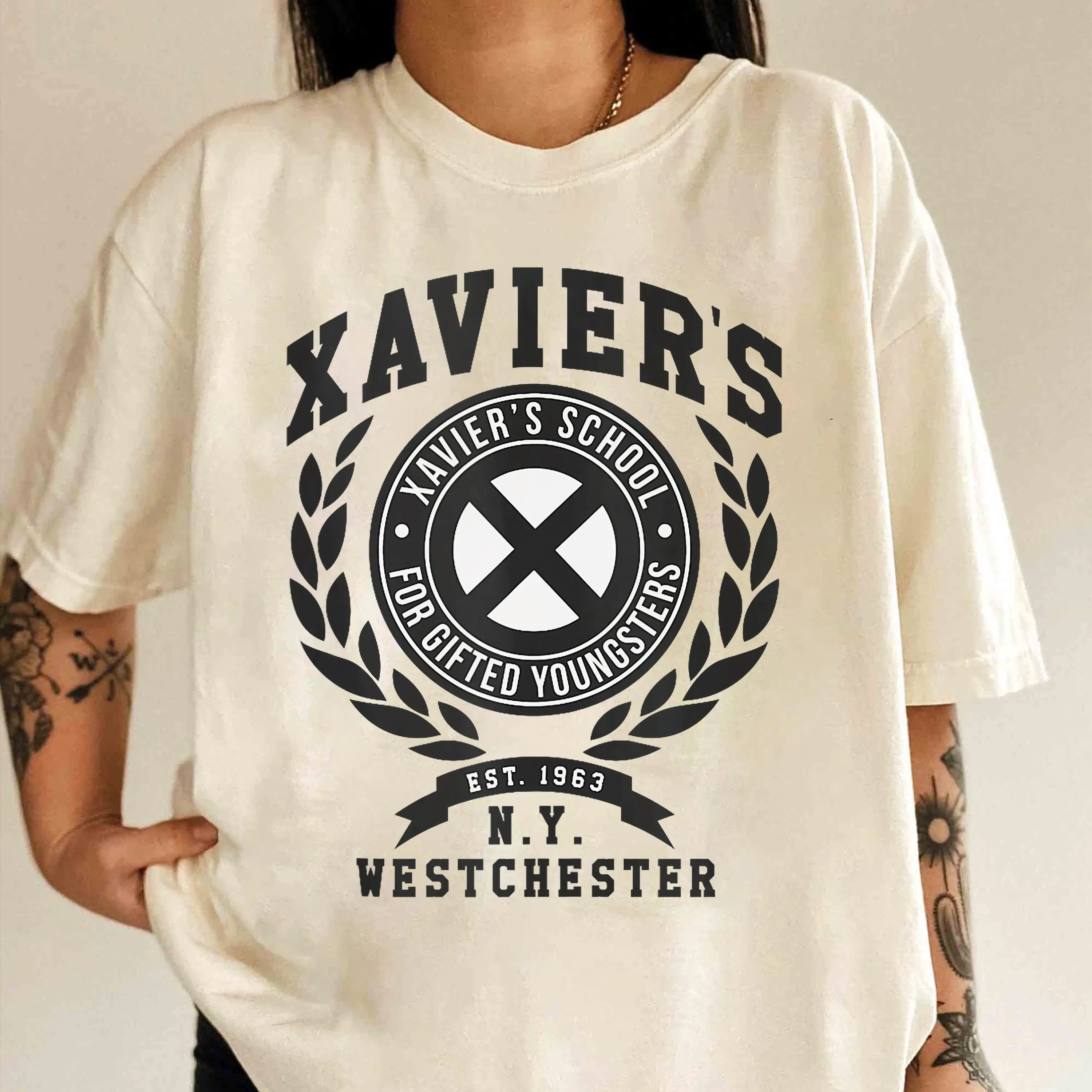 Vintage Xavier's School Graphic Cotton Print Tshirts for Women Streetwear Fashion Sports Short-Sleeve Unseix Clothing Sports Top