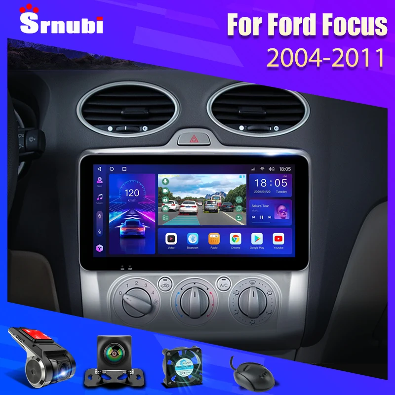 

Srnubi 10,3 "Android 11 автомобильный радиоприемник для Ford Focus 2 3 Exi MT AT Mk2 Mk3 2004-2011 мультимедийный стерео плеер навигация QLED экран