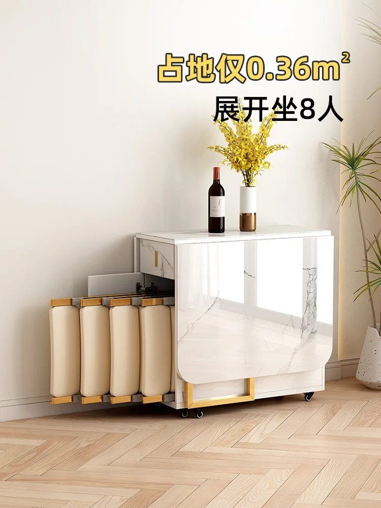 

Folding dining table and chairs living room small apartment modern simple dining table household wall storage rectangular table