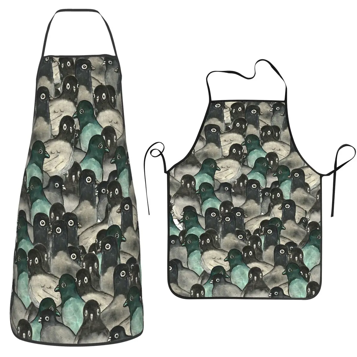 Pigeons Apron Chef Cuisine Tablier Waterproof Bib Kitchen Cleaning Pinafore for Women Men Painting