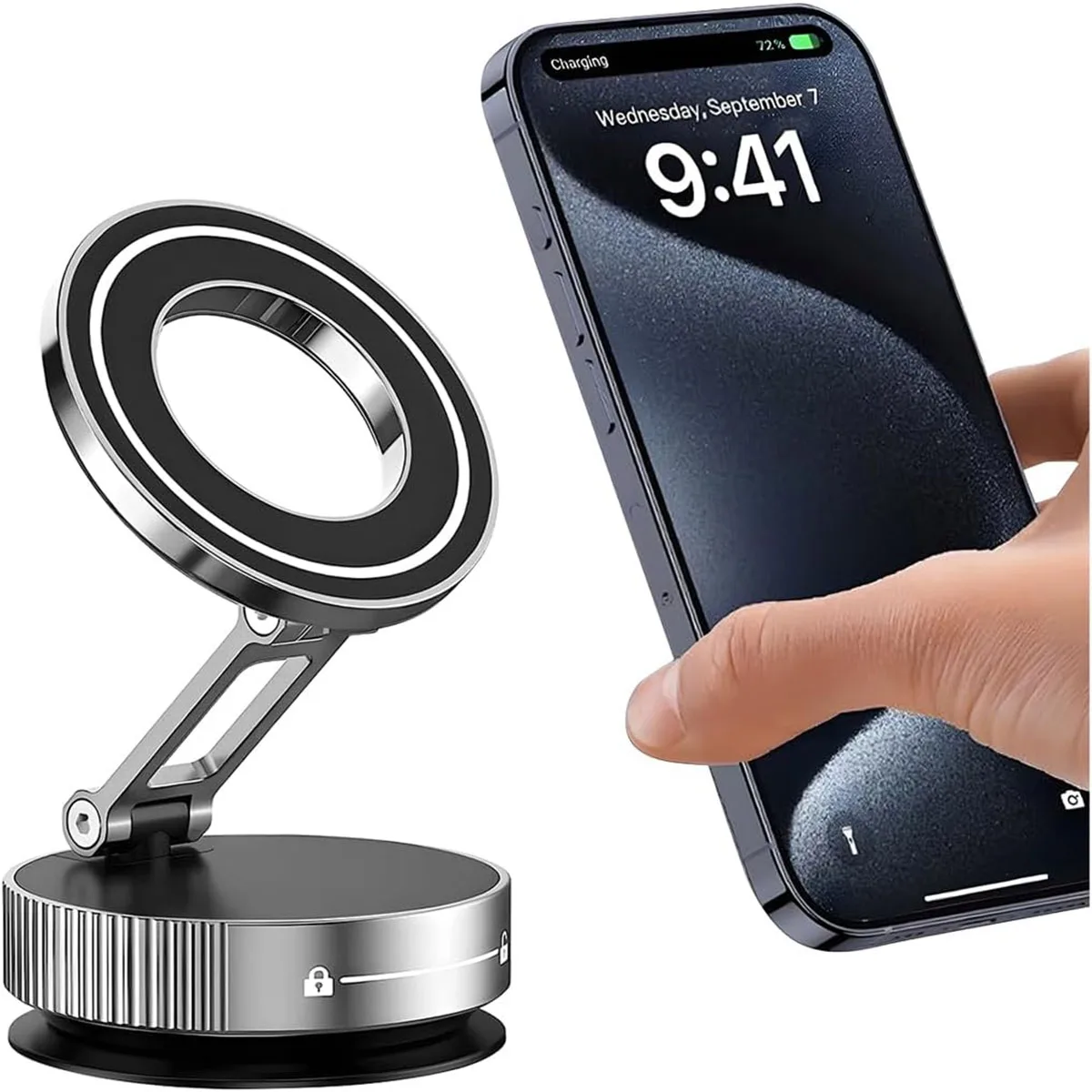 

Adjustable Foldable Vacuum Magnetic Phone Holder – N52 Magnet, 360° Rotatable, Suction Mount for Car, Bathroom, Desk & Gym